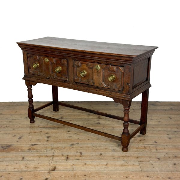 M-7004 Antique Jacobean Style Oak Dresser Base (4)