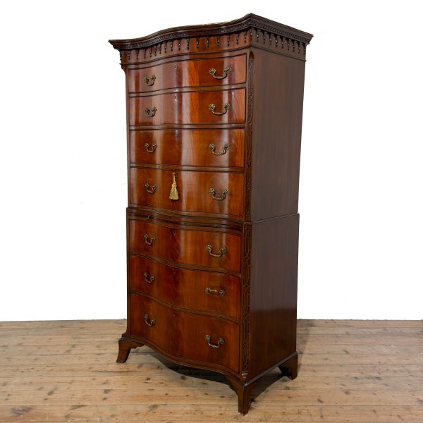 M-S027 Antique Mahogany Serpentine Chest on Chest (5)