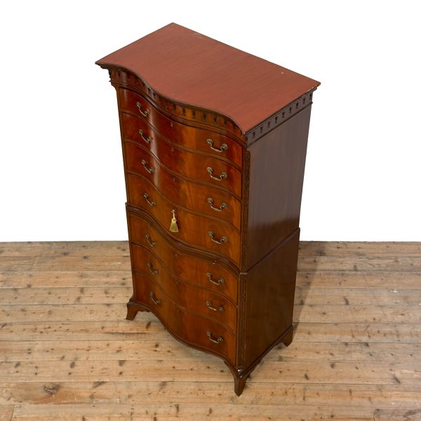 M-S027 Antique Mahogany Serpentine Chest on Chest (6)