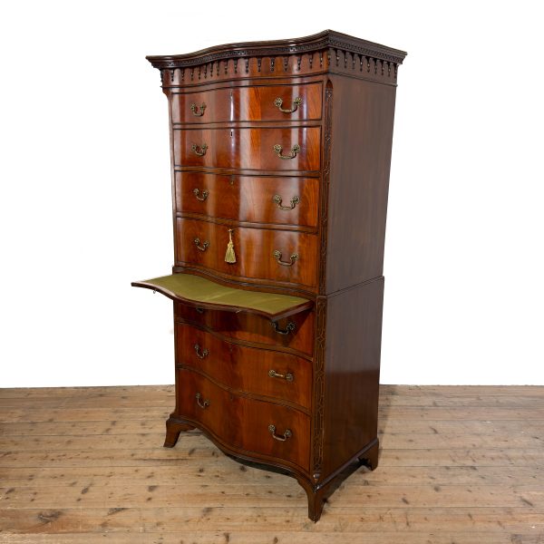 M-S027 Antique Mahogany Serpentine Chest on Chest (7)